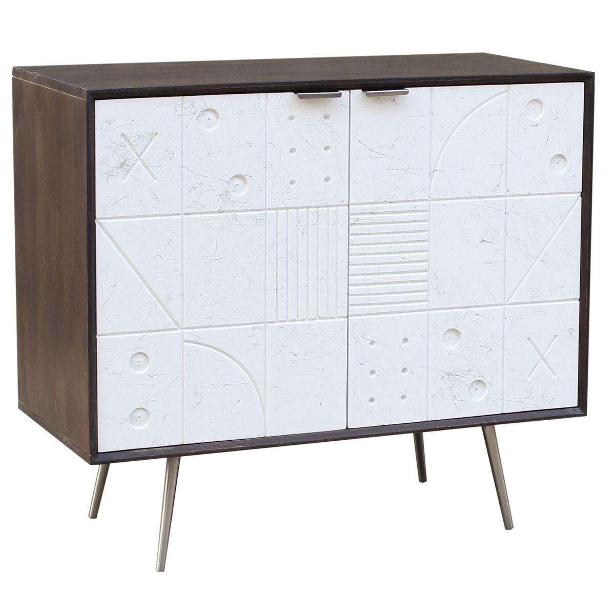 Skänk DKD Home Decor Vit Brun Metall Mangoträ 90 x 43 x 80 cm 90 x 43 x 82 cm