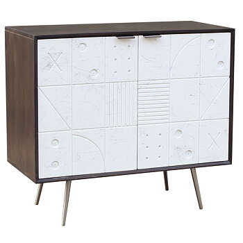 Skänk DKD Home Decor Vit Brun Metall Mangoträ 90 x 43 x 80 cm 90 x 43 x 82 cm