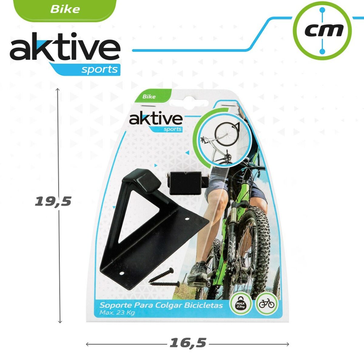 Väggfäste för cykel Aktive Svart Metall 15,5 x 12 x 5,5 cm (24 antal) - 2