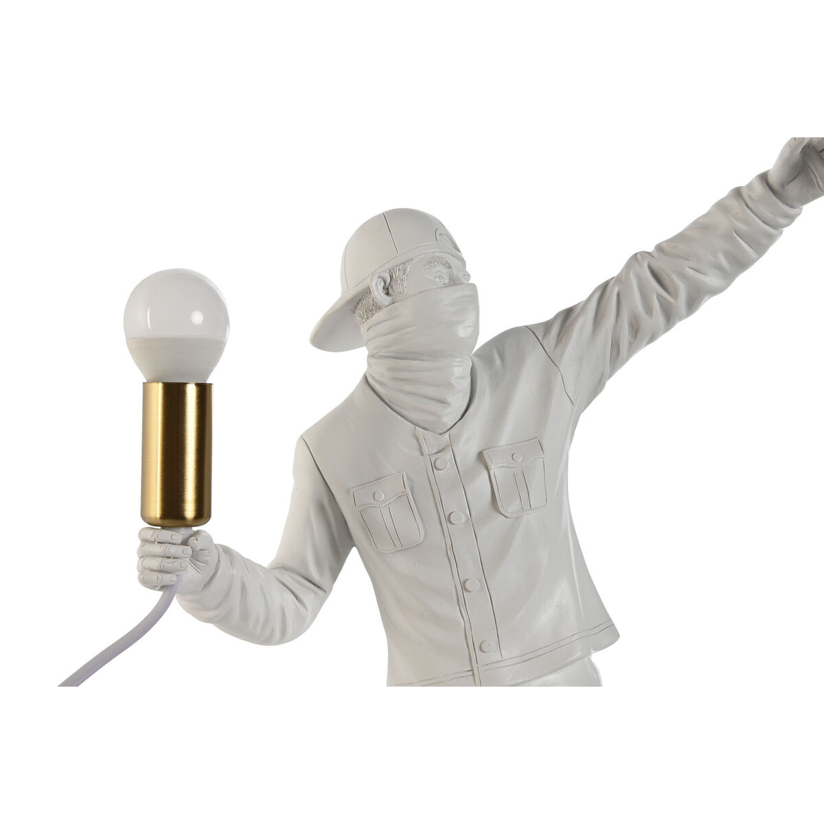 Bordslampa Home ESPRIT Vit Gyllene Harts 220 V 32 x 13 x 52 cm - 2