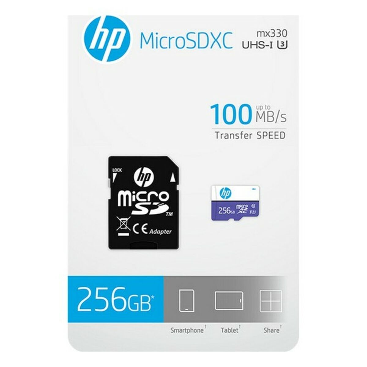 Micro-SD Minneskort med Adapter HP HFUD 256 GB - 10