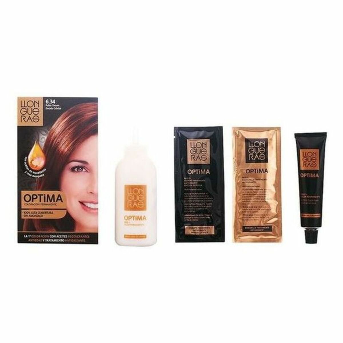 Färg utan ammoniak Llongueras Optima Nº 6.34-Golden Deep Blond (1 antal) - 4