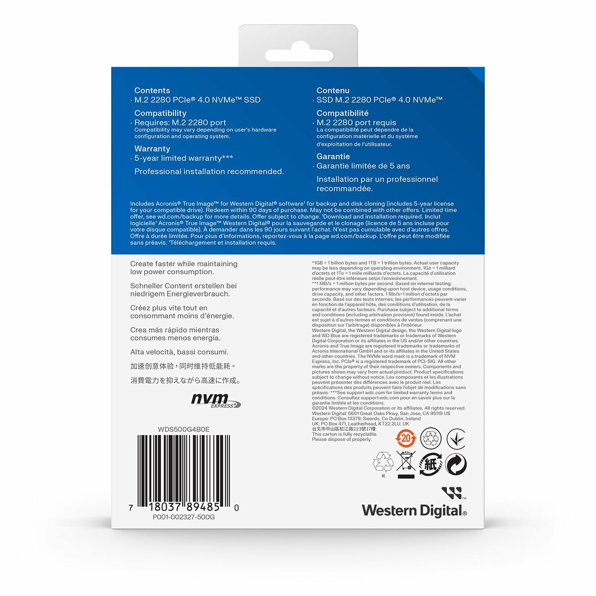 Hårddisk Western Digital Blue SN5000 500 GB SSD - 6