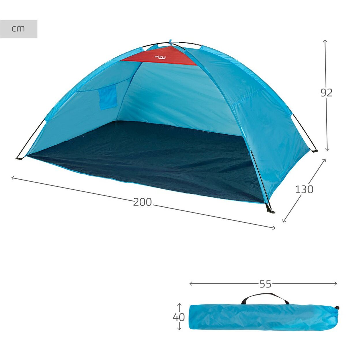 Vindruta Aktive Blå Polyester Oxford 210D 200 x 92 x 130 cm 200 x 130 x 92 cm - 11