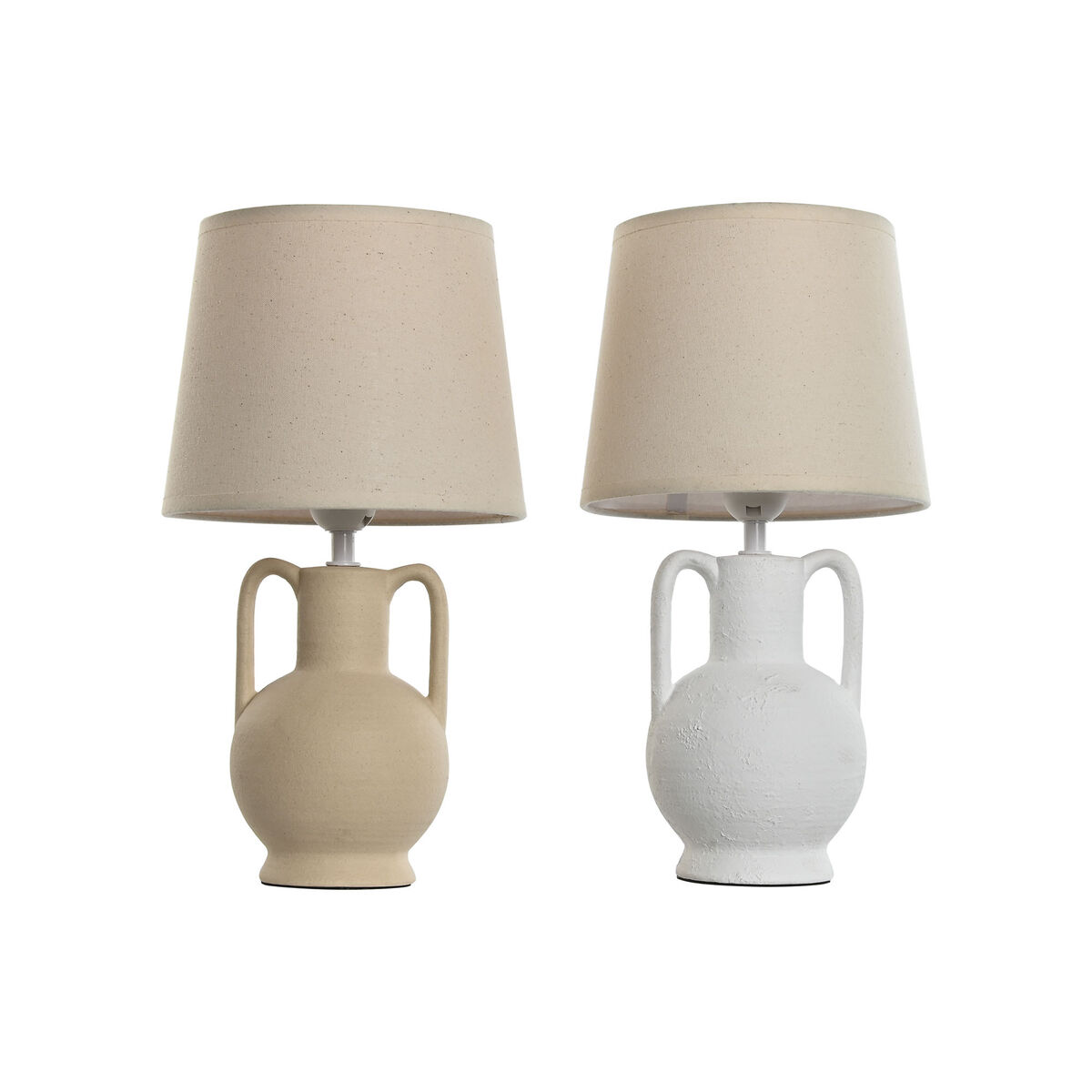 Bordslampa Home ESPRIT Vit Beige Keramik 50 W 220 V (2 antal)
