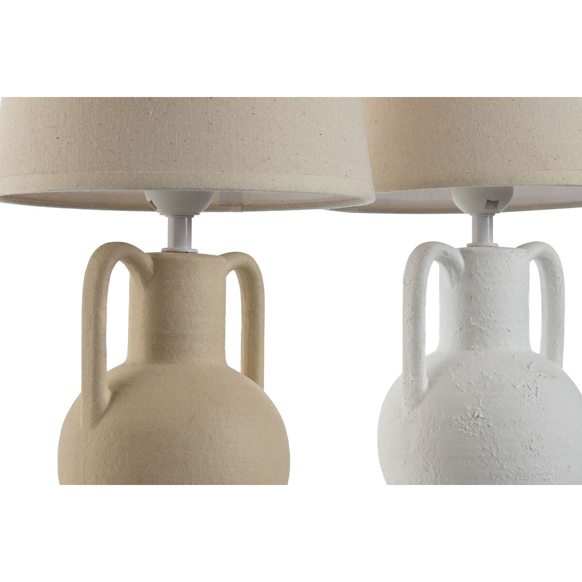 Bordslampa Home ESPRIT Vit Beige Keramik 50 W 220 V (2 antal) - 2