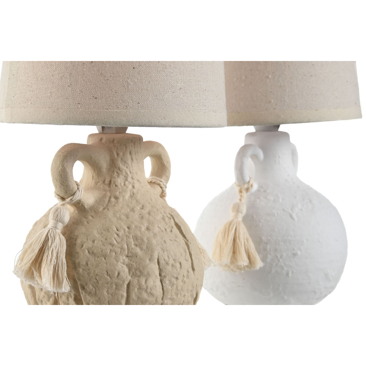Bordslampa Home ESPRIT Vit Beige Keramik 220 V 15 x 15 x 28 cm (2 antal) - 2