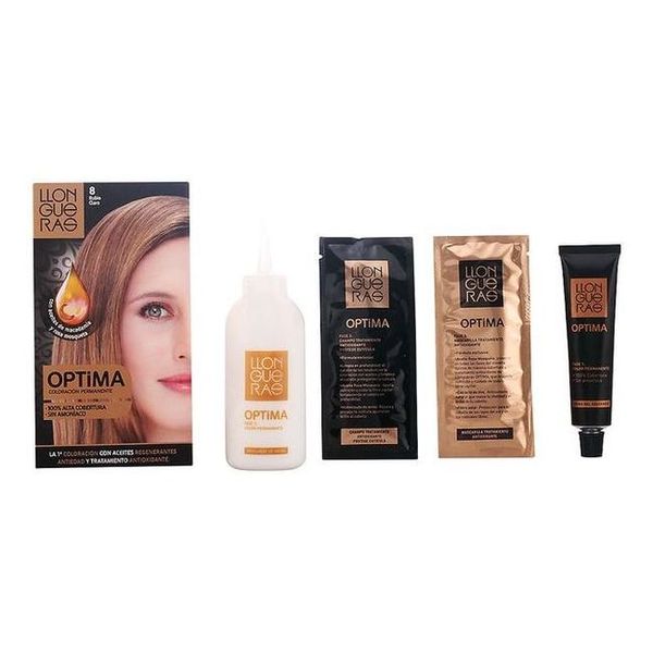 Färg utan ammoniak Llongueras Optima Nº 8-Light Blond (1 antal) - 2