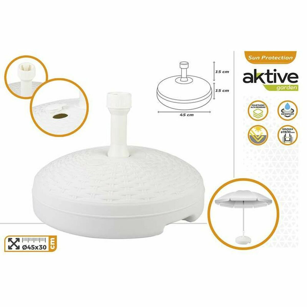 Parasollfot Aktive Vit 45 x 30 x 45 cm parasoll - 3