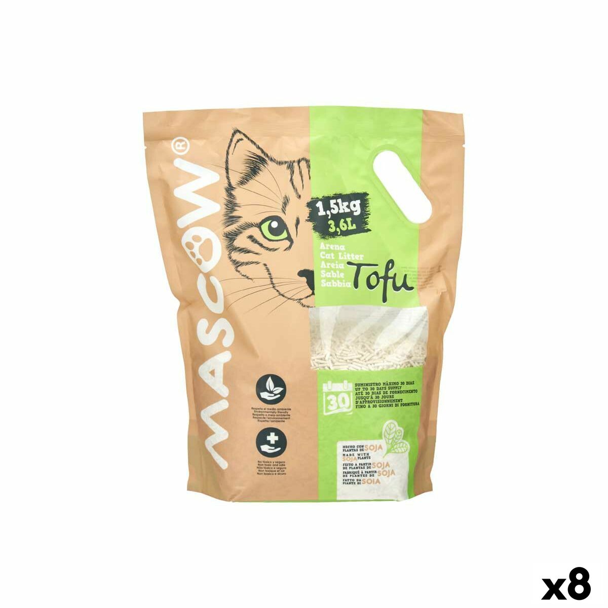 Kattsand Mascow Vit 1,5 Kg Soja (8 antal)