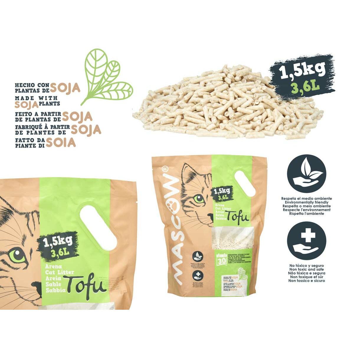 Kattsand Mascow Vit 1,5 Kg Soja (8 antal) - 4