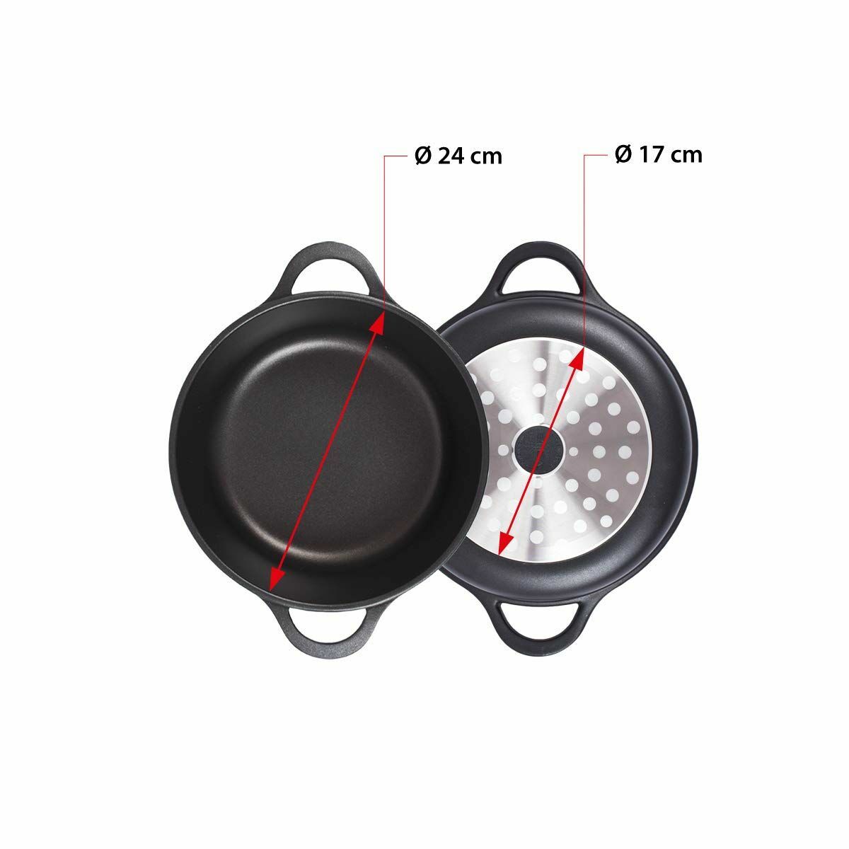Kastrull med lock Valira 4141/25 Svart Ø 24 cm - 4