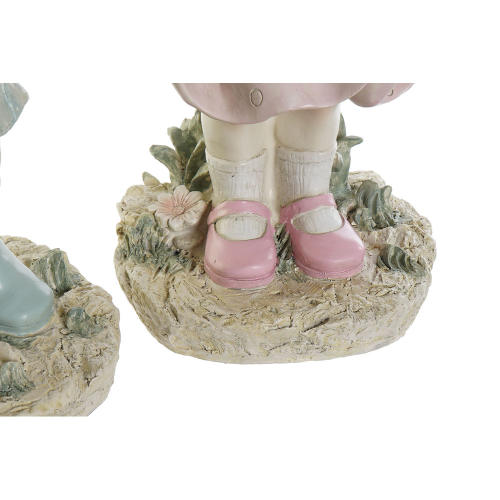 Prydnadsfigur DKD Home Decor 28 x 20 x 48,5 cm Blå Rosa Barn (2 antal) - 2