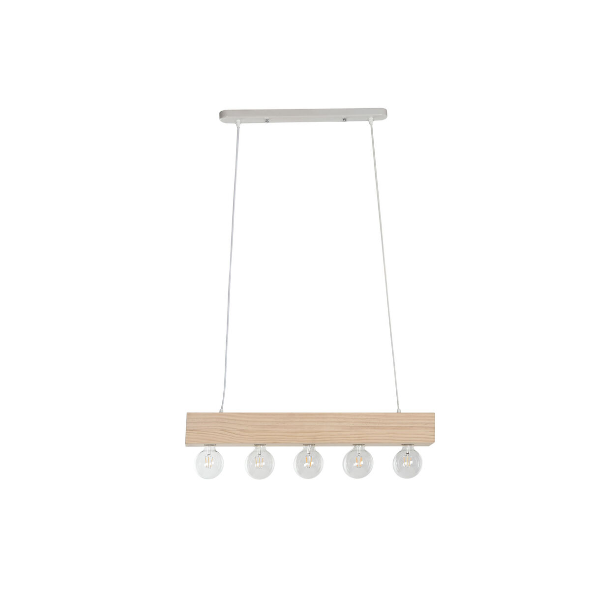 Taklampa Home ESPRIT Vit Svart Ljusbrun Trä 50 W 80 x 10 x 30 cm