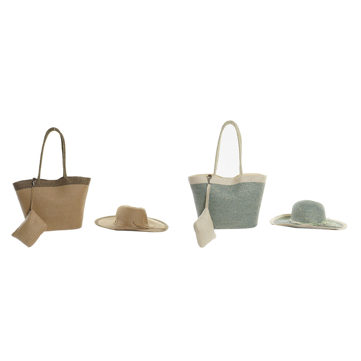 Strandväska DKD Home Decor Brun Grön Beige Mint Fibrer 43 x 10 x 28 cm (2 antal) - 10