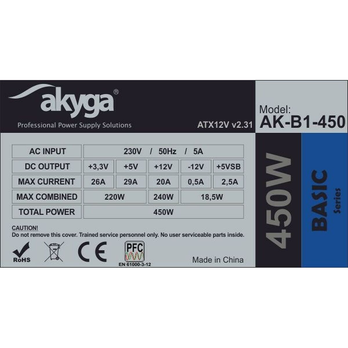 Strömtillförsel Akyga AK-B1-450 450 W RoHS CE FCC REACH ATX - 2