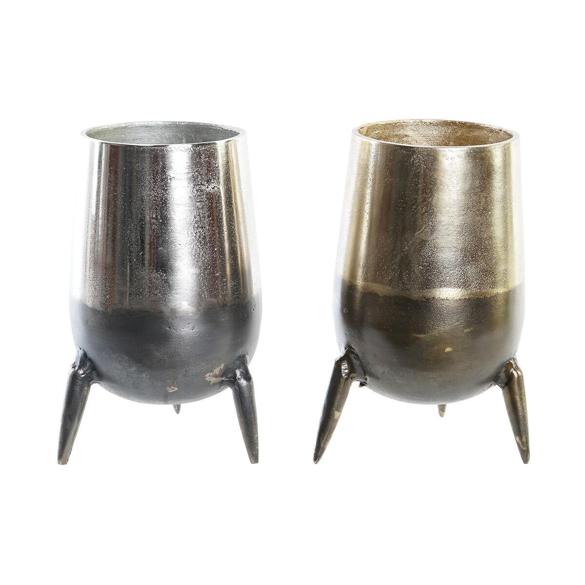 Vas DKD Home Decor 15,5 x 15,5 x 26 cm Silvrig Gyllene Aluminium Modern (2 antal) - 7