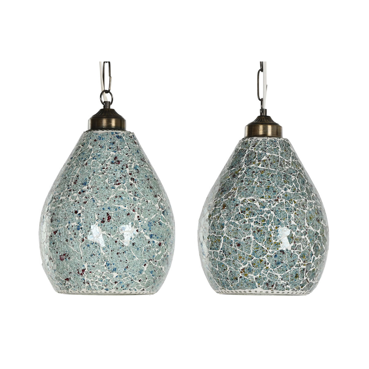 Taklampa Home ESPRIT Grön Himmelsblå Metall Glas 25 W 23 x 23 x 66 cm (2 antal)