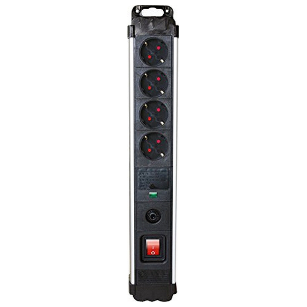 Ellist 4 Tomas-uttag med brytare Silver Electronics 49644 3680W Svart