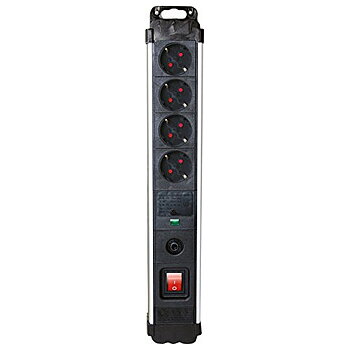 Ellist 4 Tomas-uttag med brytare Silver Electronics 49644 3680W Svart