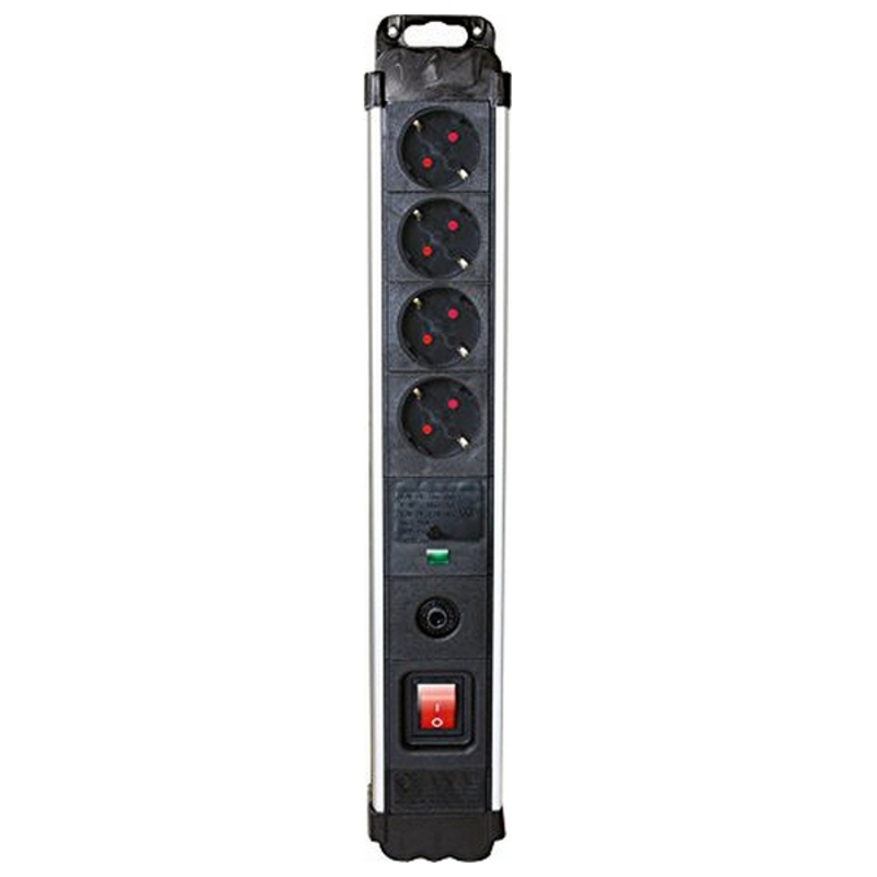 Ellist 4 Tomas-uttag med brytare Silver Electronics 49644 3680W Svart - 2