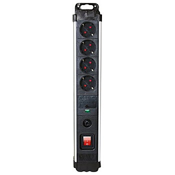 Ellist 4 Tomas-uttag med brytare Silver Electronics 49644 3680W Svart
