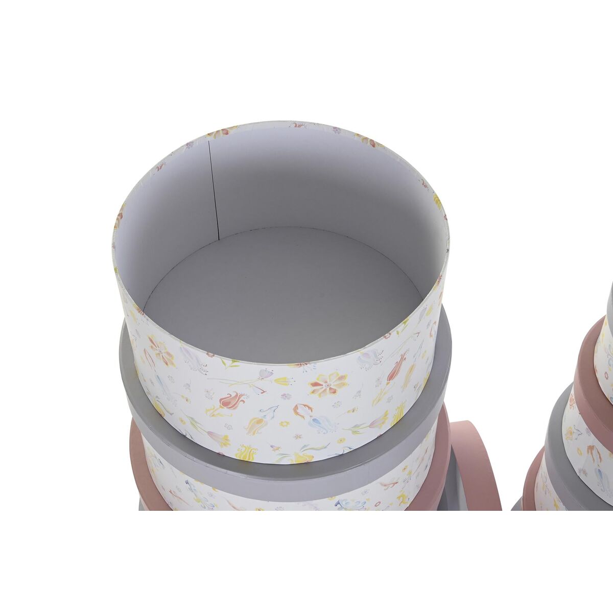 Set med stapelbara förvaringslådor DKD Home Decor Virágok Ränder Blå Lila Vit Multicolour Papp (37,5 x 37,5 x 18 cm) - 6