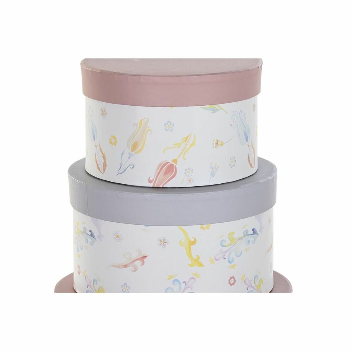 Set med stapelbara förvaringslådor DKD Home Decor Virágok Ränder Blå Lila Vit Multicolour Papp (37,5 x 37,5 x 18 cm) - 5