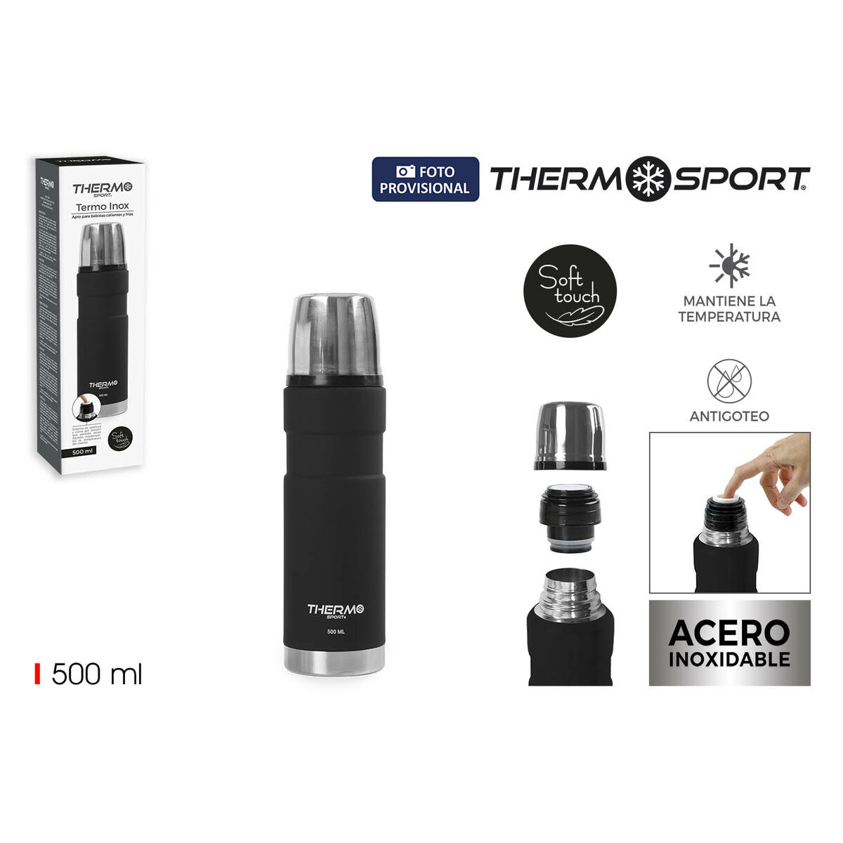 Termos ThermoSport Svart 500 ml (6 antal) - 3