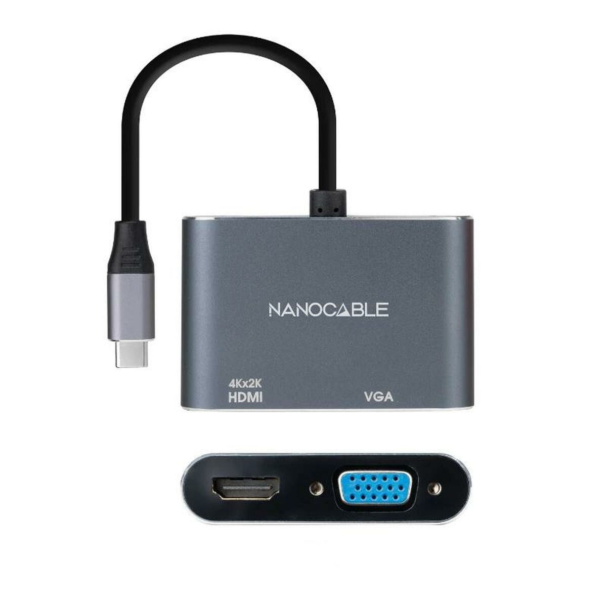 USB C till VGA/HDMI Adapter NANOCABLE 10.16.4303 4K Ultra HD - 2
