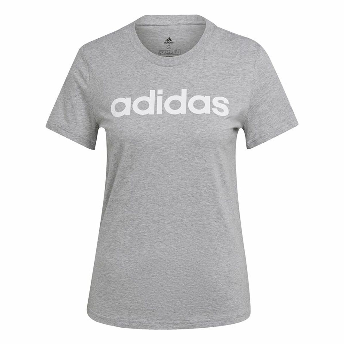 T-shirt med kortärm Dam Adidas Essentials Logo Mujer Ljusgrå (L)