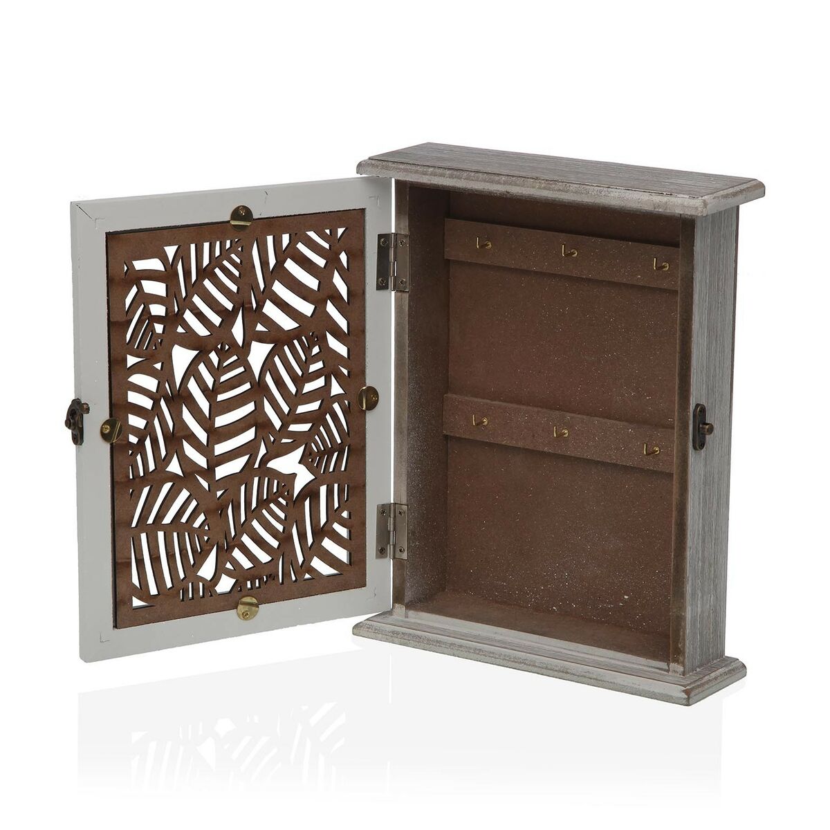 Nyckelskåp Versa Vit Blad Trä MDF 6 x 25 x 19,5 cm - 3
