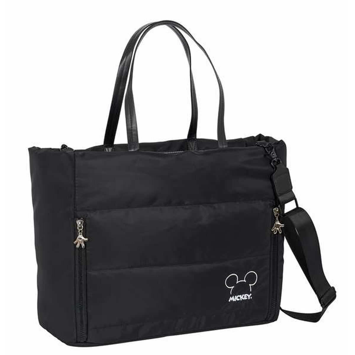 Väska med ficka för bärbar dator Mickey Mouse Teen Mood Svart 40 x 31 x 17 cm Vadderad