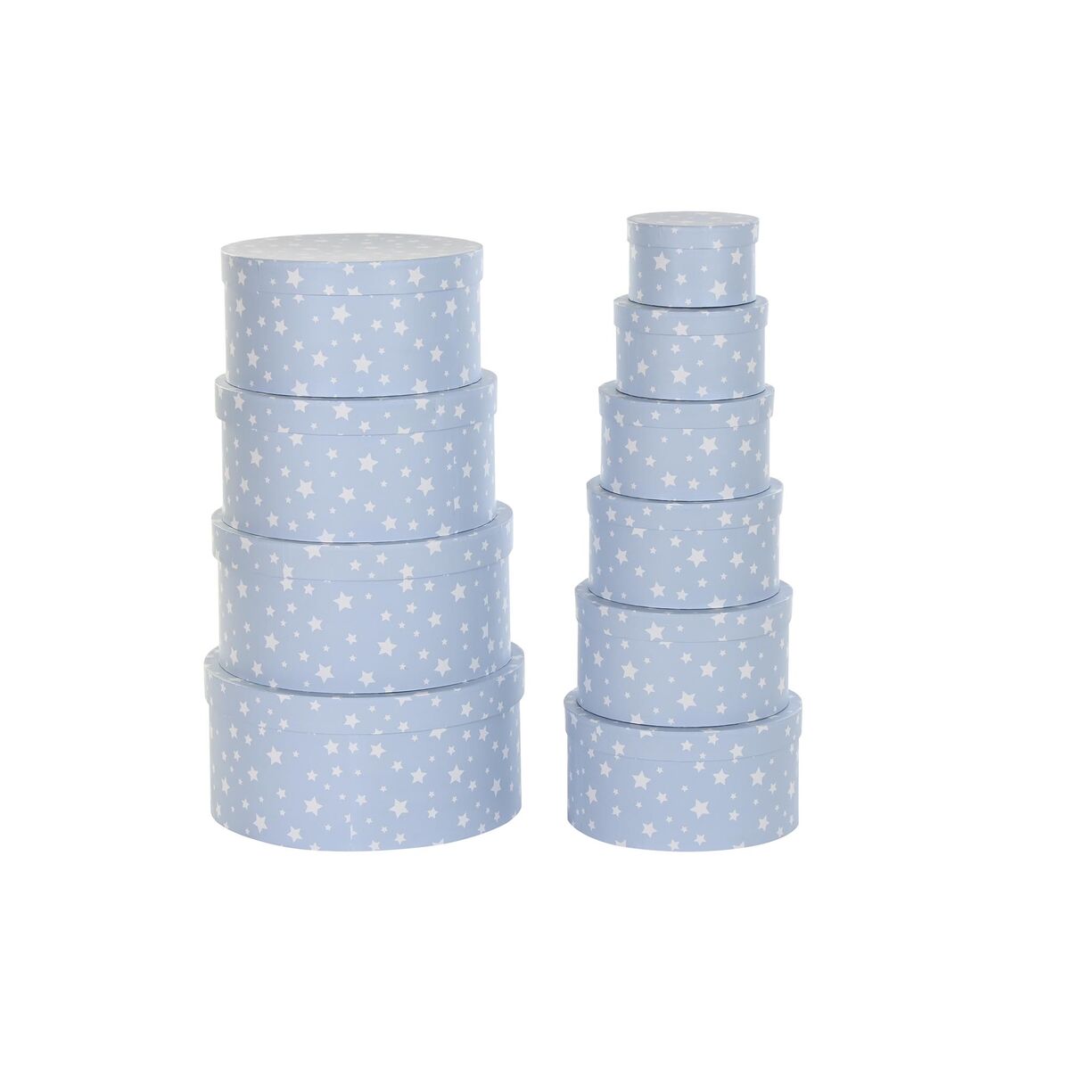 Set med stapelbara förvaringslådor DKD Home Decor Rund Stjärnor Barn Papp - 4
