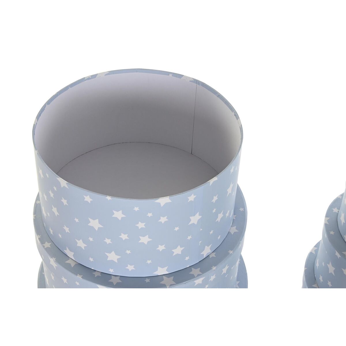 Set med stapelbara förvaringslådor DKD Home Decor Rund Stjärnor Barn Papp - 6