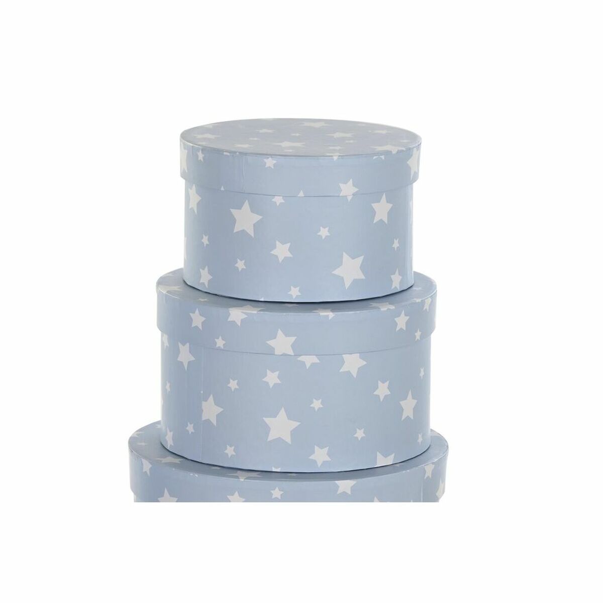 Set med stapelbara förvaringslådor DKD Home Decor Rund Stjärnor Barn Papp - 2