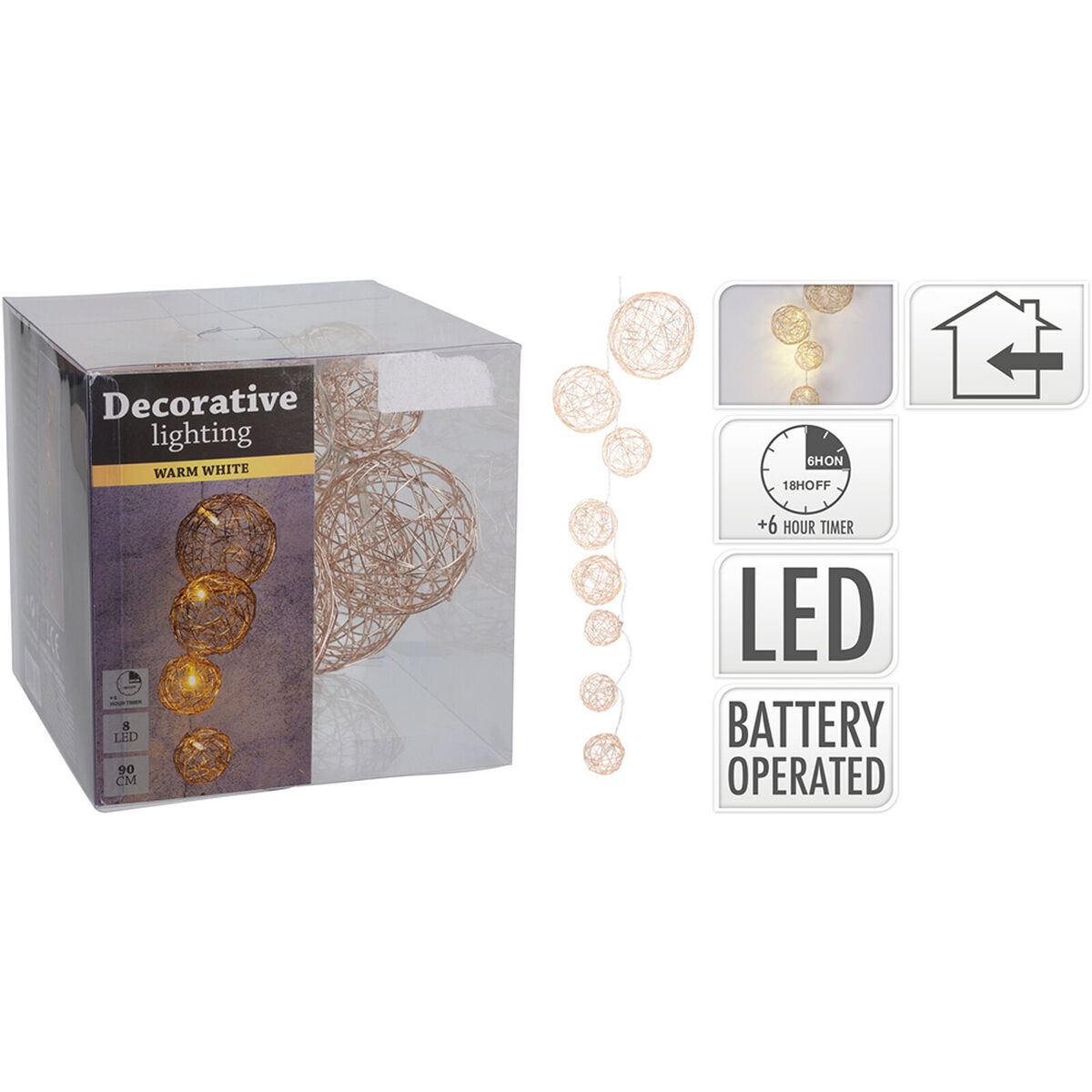 LED-krans Lifetime Basics Bollar Varmvit 90 cm - 2