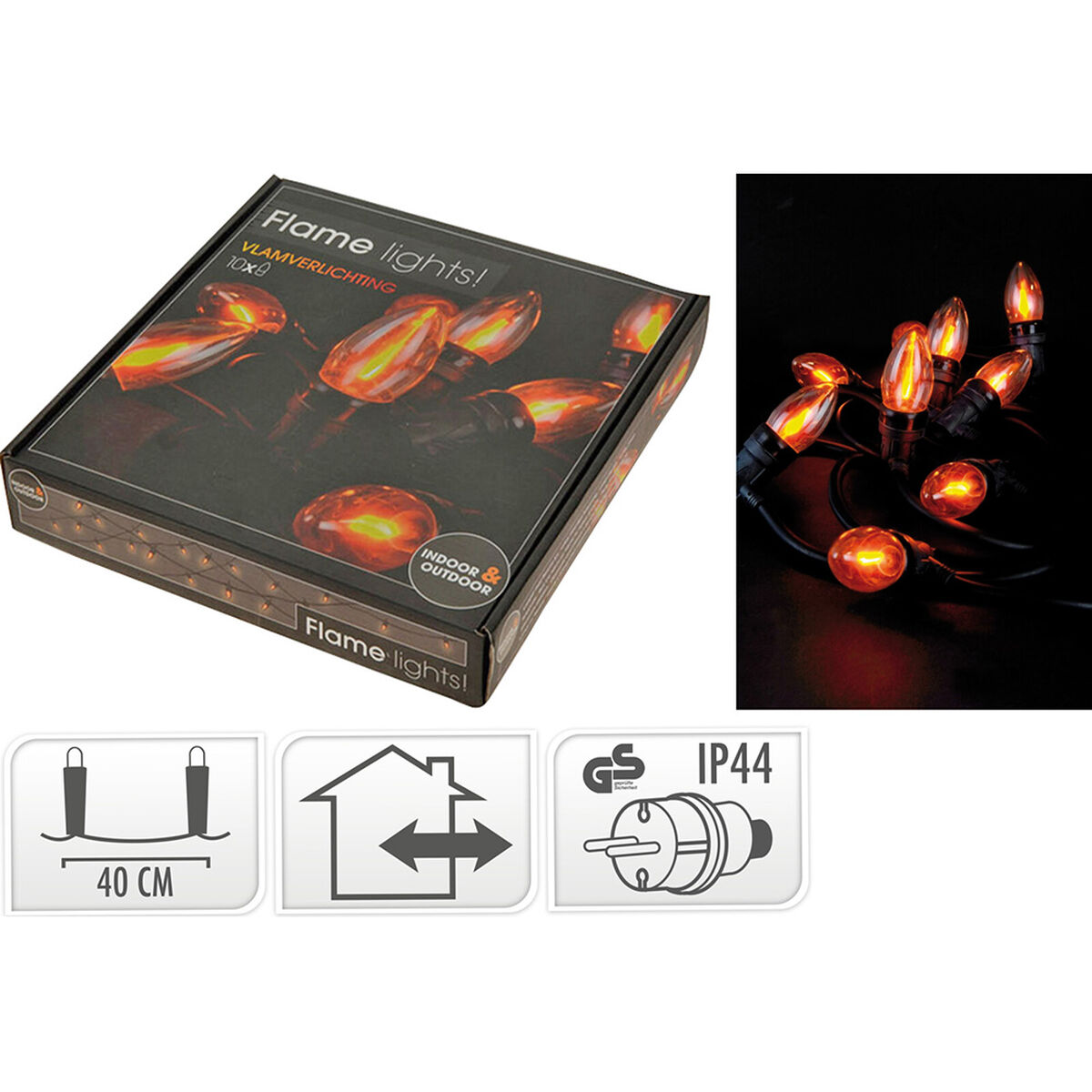 LED-krans Lifetime 5,1 m 1,5 m Svart Eldslågeeffekt - 10
