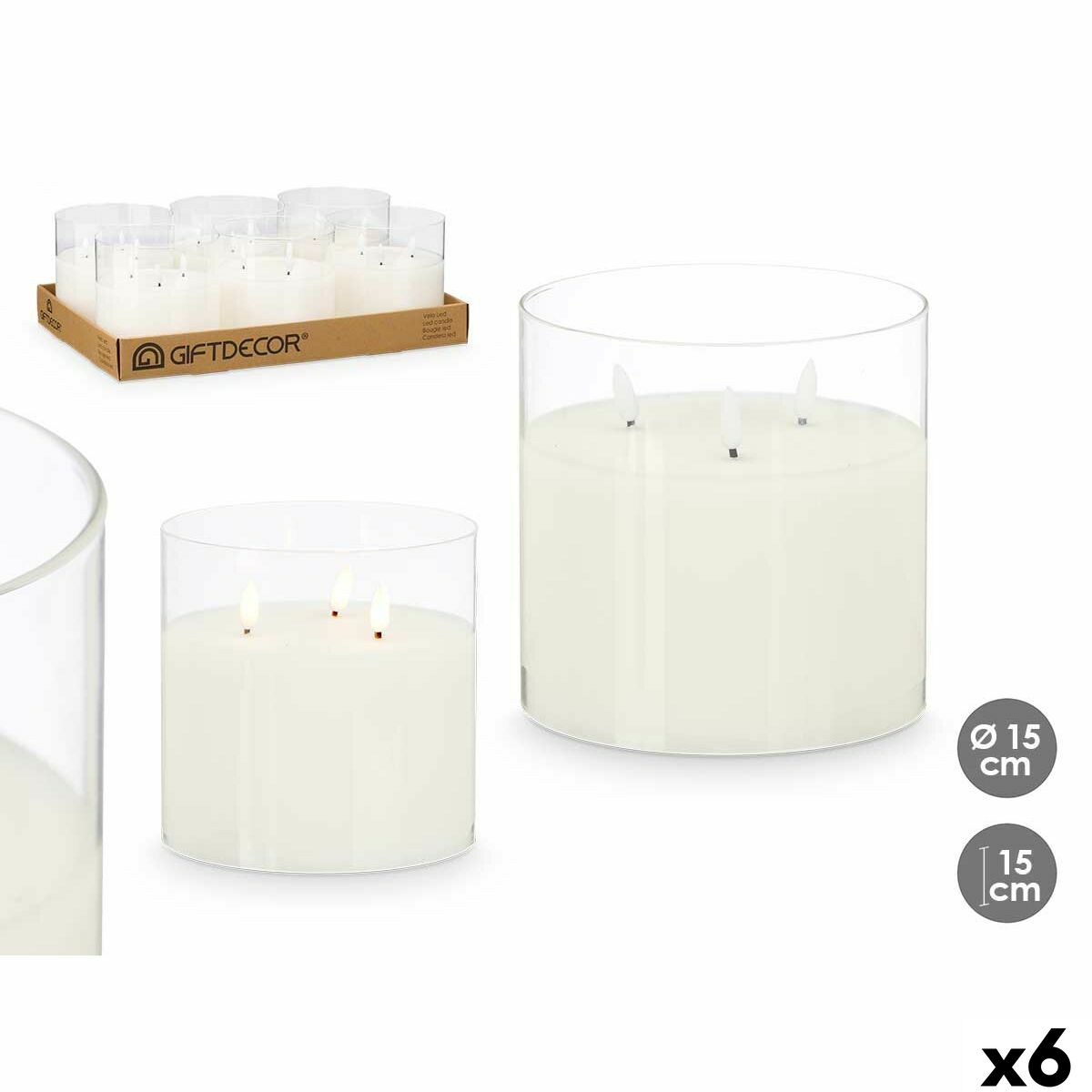 LED Ljus Gift Decor Vit Transparent 15 x 15 x 15 cm (AA) (6 antal)