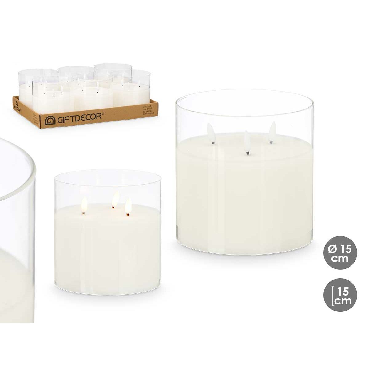 LED Ljus Gift Decor Vit Transparent 15 x 15 x 15 cm (AA) (6 antal) - 2