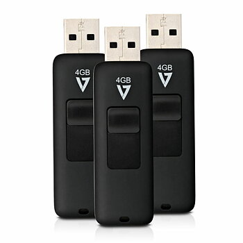 Micro-SD Minneskort med Adapter V7 VF24GAR-3PK-3E 4 GB Svart