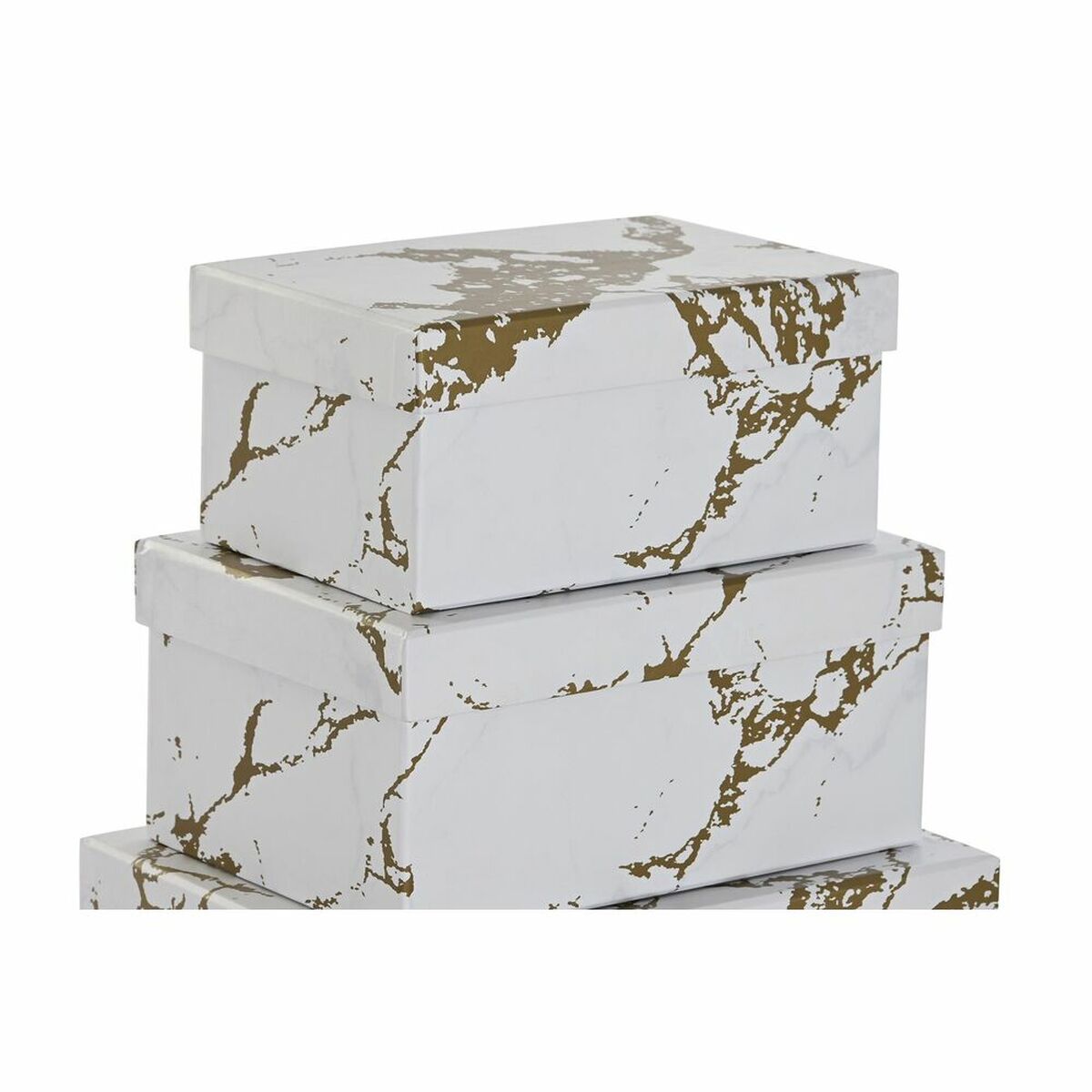Set med stapelbara förvaringslådor DKD Home Decor Gyllene Vit Papp (43,5 x 33,5 x 15,5 cm) - 5