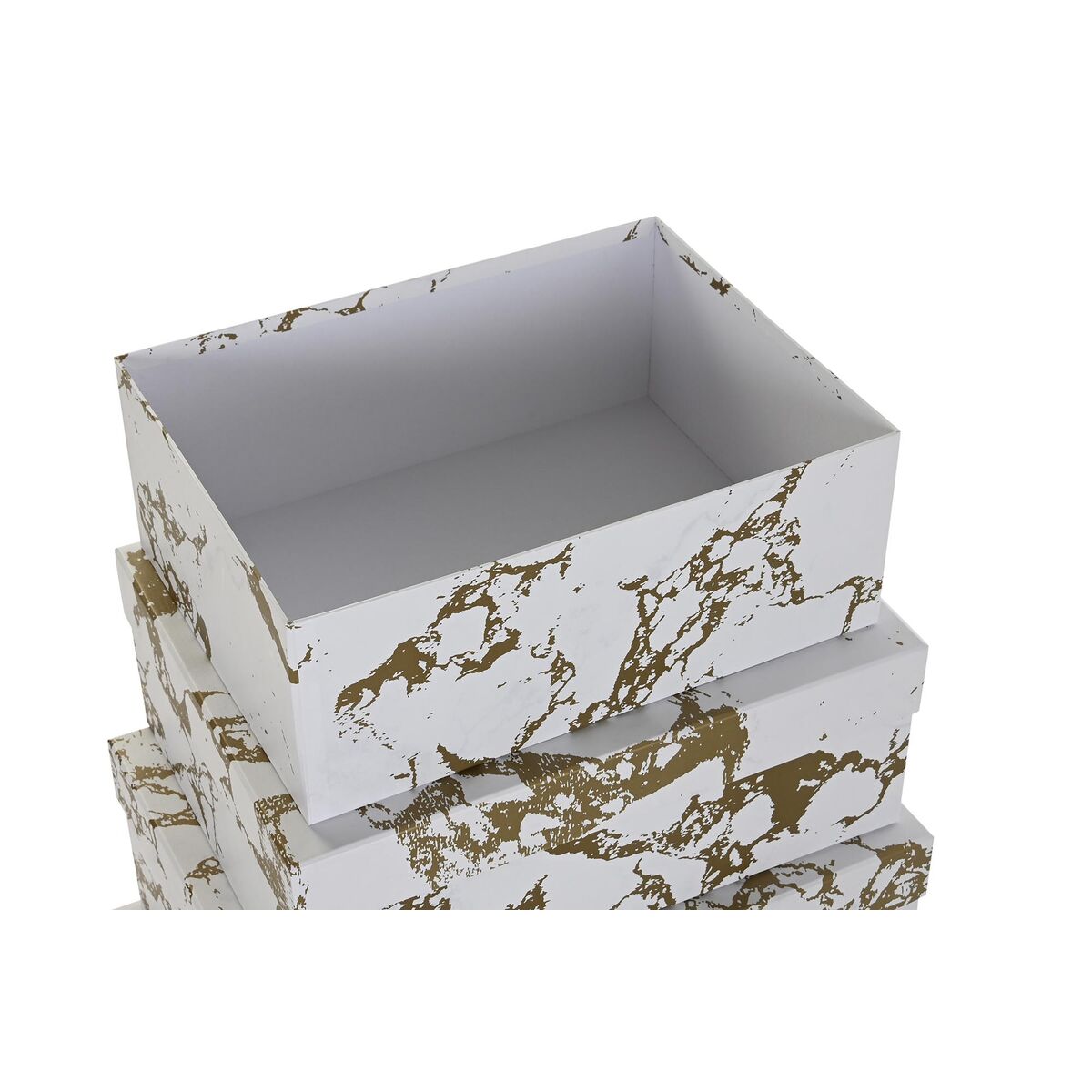 Set med stapelbara förvaringslådor DKD Home Decor Gyllene Vit Papp (43,5 x 33,5 x 15,5 cm) - 6