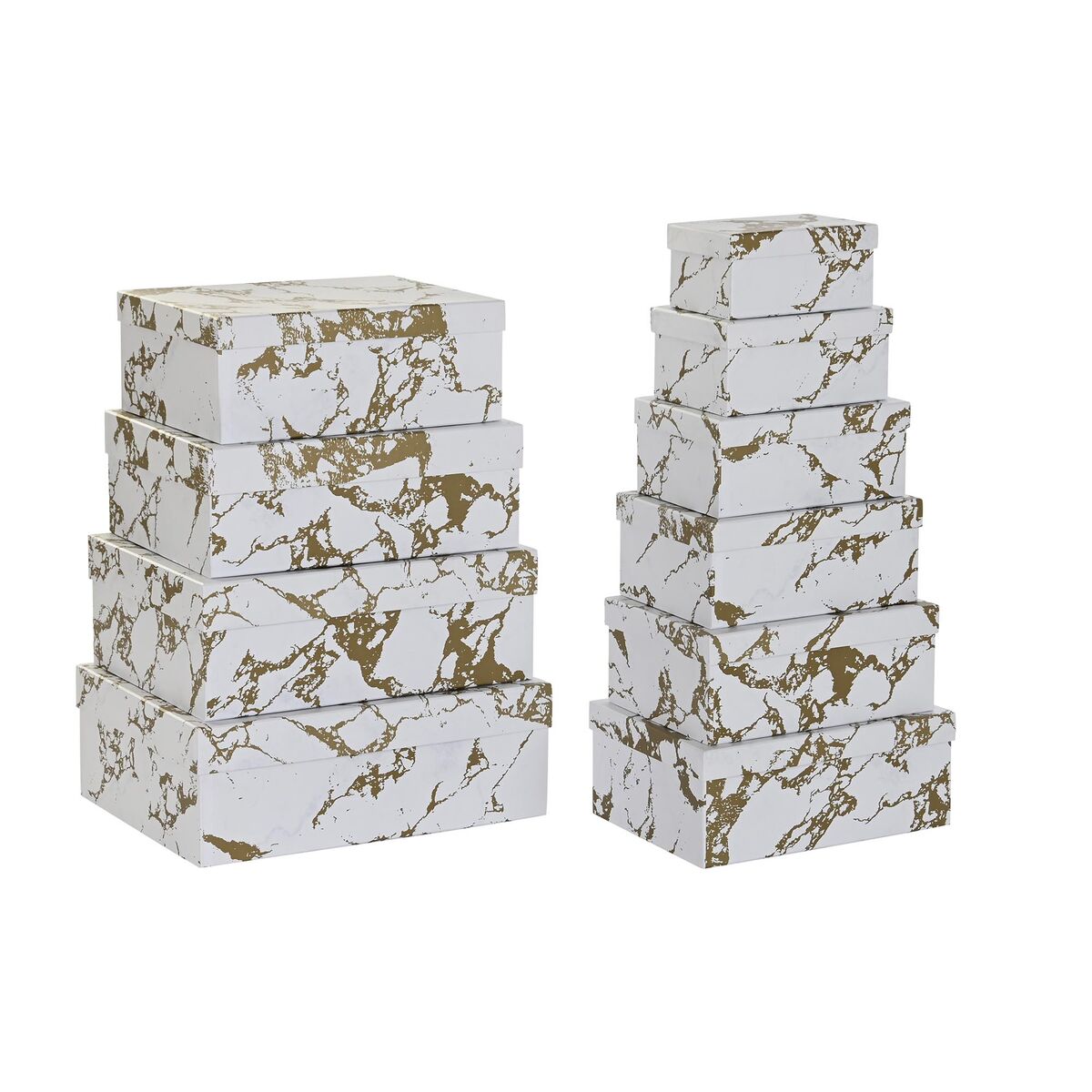 Set med stapelbara förvaringslådor DKD Home Decor Gyllene Vit Papp (43,5 x 33,5 x 15,5 cm) - 4