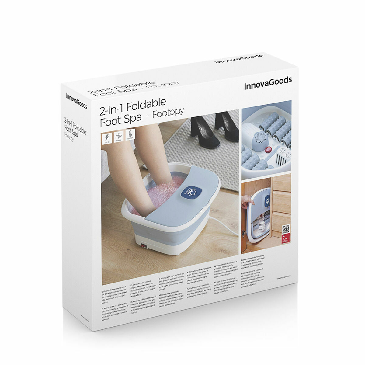 Hopfällbart Fotspa med Rullar och Hydromassage Footopy InnovaGoods - 4