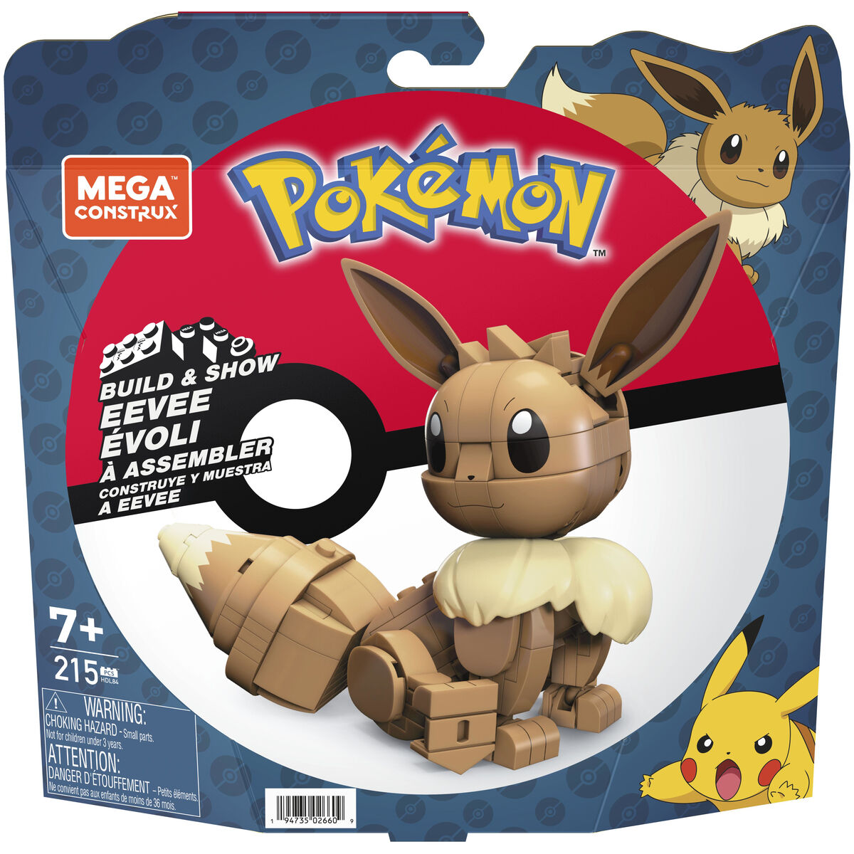Ledad figur Mega Construx  Eevee Medium + 7 år 215 Delar - 6