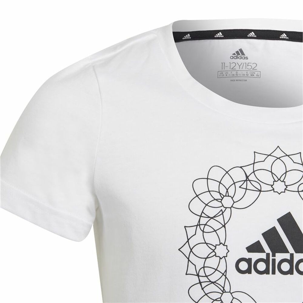 Barn T-shirt med kortärm Adidas Graphic Vit - 5