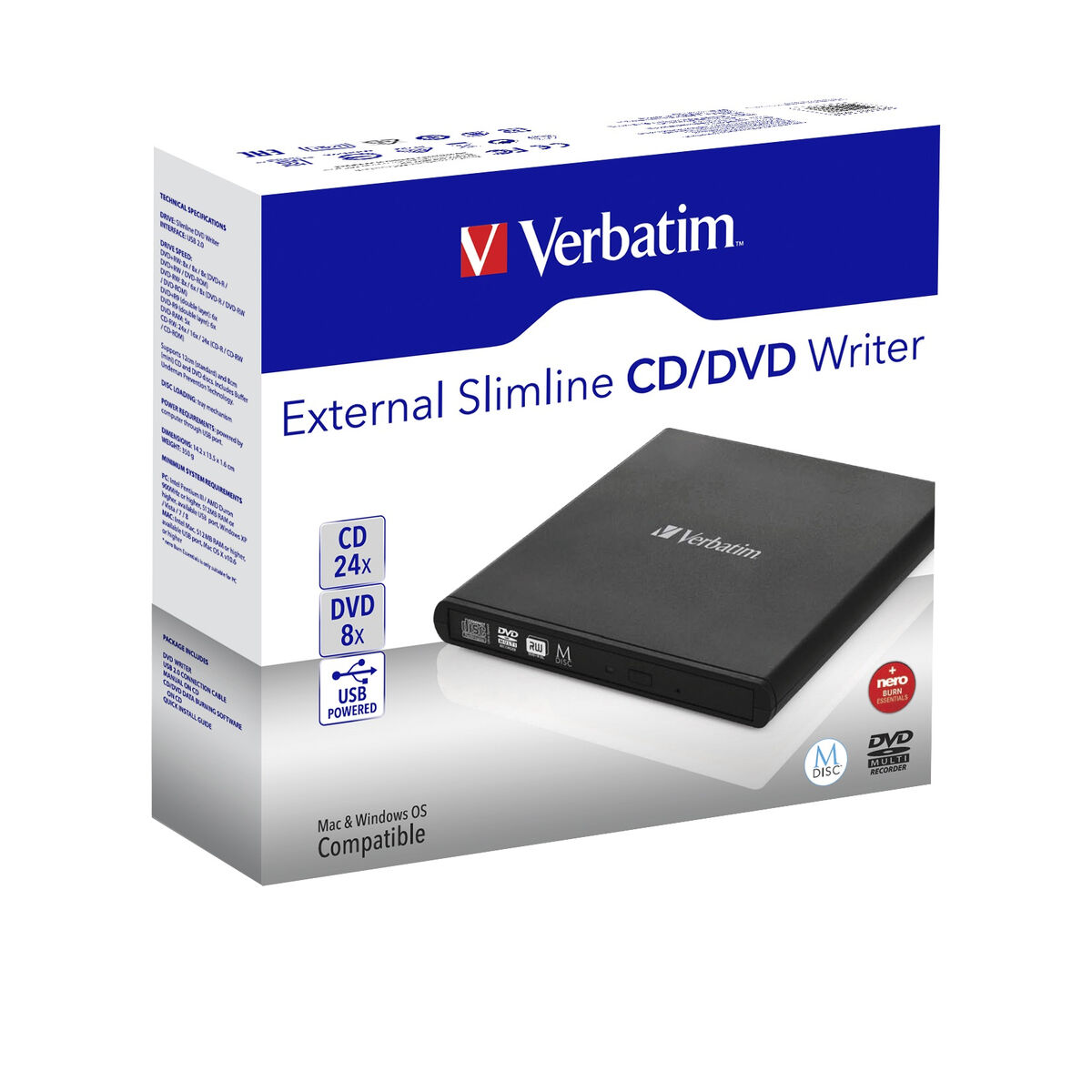Extern inspelare Verbatim Slimline CD/DVD 24x - 4