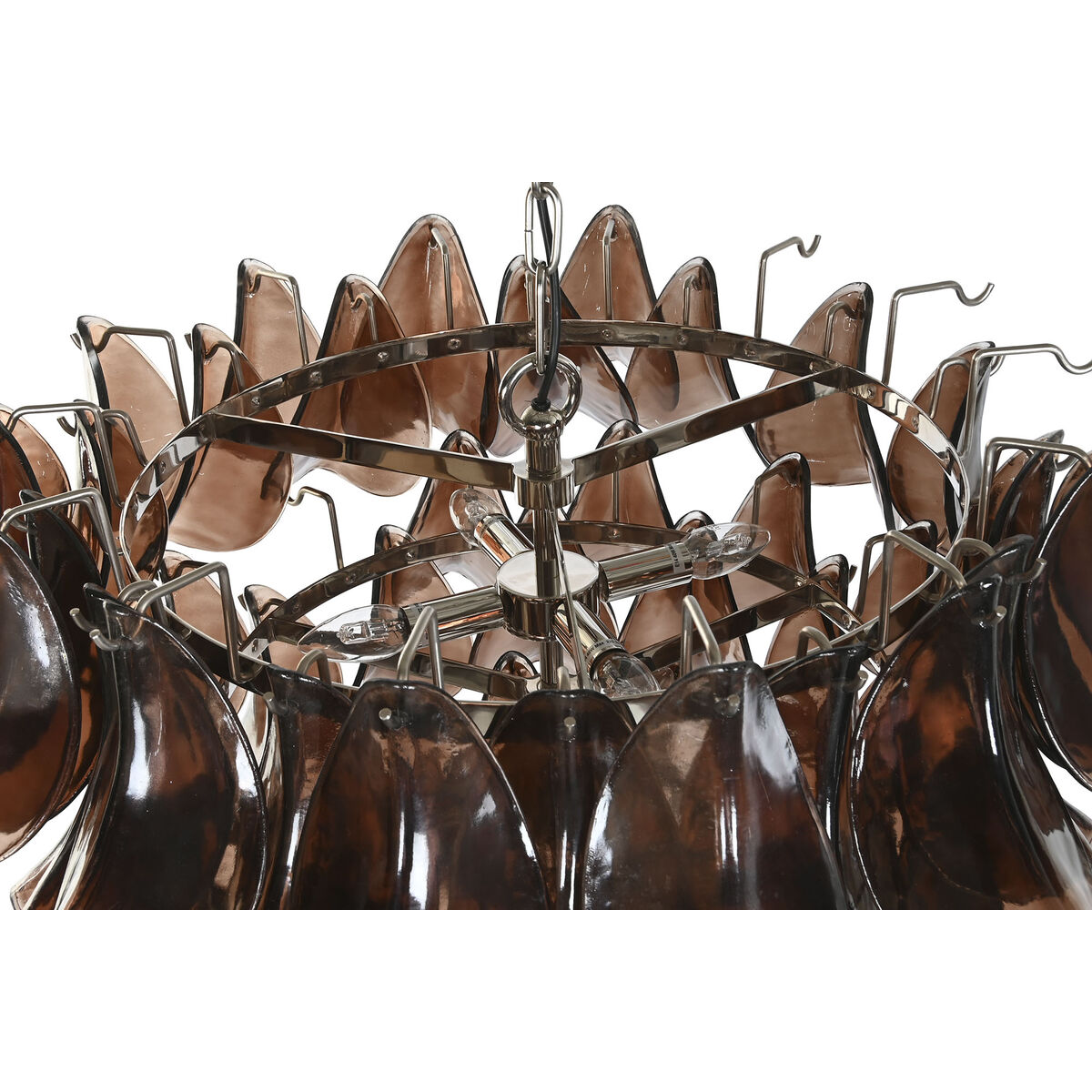 Taklampa Home ESPRIT Brun Silvrig Glas Stål 25 W 80 x 80 x 80 cm - 3