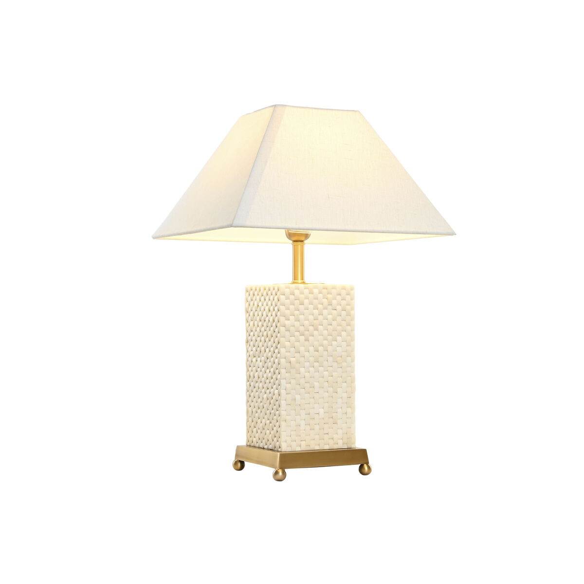 Bordslampa Home ESPRIT Vit Beige Gyllene 50 W 220 V - 2